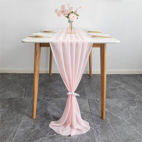 Chiffon Table Runners Manufacturer - OEM Nordic Style Fancy White Pink for Events