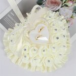 Wedding Ring Pillow Factory - OEM Wholesale Romantic Couples Ribbon Bow Rose Heart