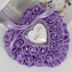 Wedding Ring Pillow Factory - OEM Wholesale Romantic Couples Ribbon Bow Rose Heart
