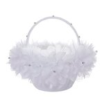 Flower Basket Factory - OEM White Wedding Girl Scattering with Handle for Bridal Shower