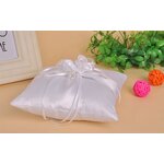 Ring Pillow Factory - OEM New Arrival White Marriage Ribbon Bow Satin Bridal Cushion