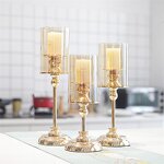 Pillar Candle Holder Manufacturer - OEM Nordic Romantic Metal Glass Golden for Wedding