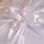Ring Pillow Factory - OEM New Arrival White Marriage Ribbon Bow Satin Bridal Cushion