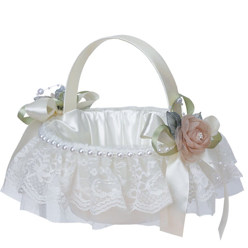 Flower Basket Factory - OEM Western Style White with Handle for Party Celebration Favors