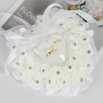 Wedding Ring Pillow Factory - OEM Wholesale Romantic Couples Ribbon Bow Rose Heart