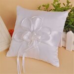 Ring Pillow Factory - OEM New Arrival White Marriage Ribbon Bow Satin Bridal Cushion