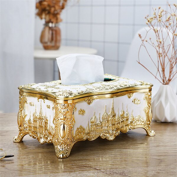 Acrylic Tissue Boxes Manufacturer - OEM European Architectural Castle Carving for Car Hotel