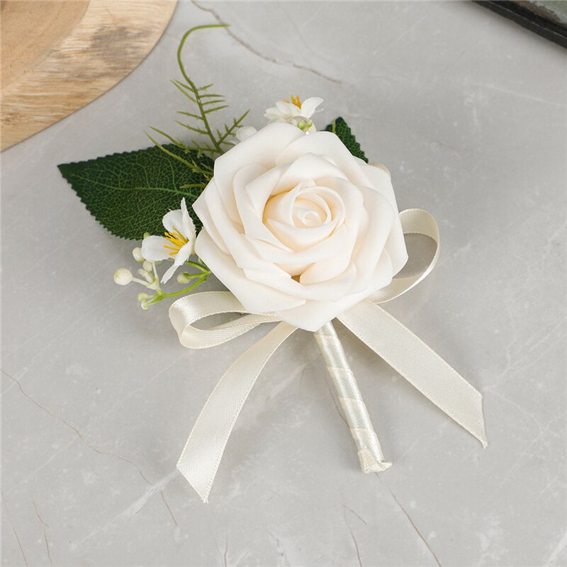 Rose Wrist Corsage Manufacturer - OEM European Artificial for Bride Groom Wedding Decoration