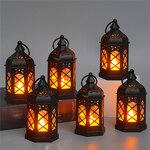 Hanging LED Candle Lantern Factory - OEM Wholesale Vintage Black Hexagonal Flickering