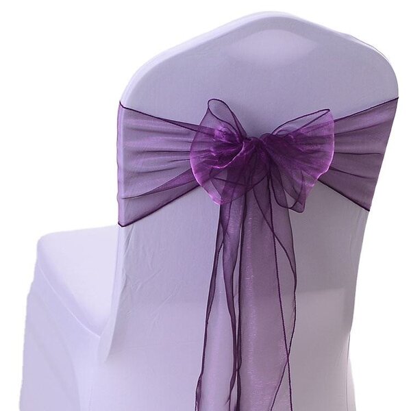 Organza Chair Sashes Factory - OEM Cheap Solid Color Wedding Banquet Sheer Back Bows