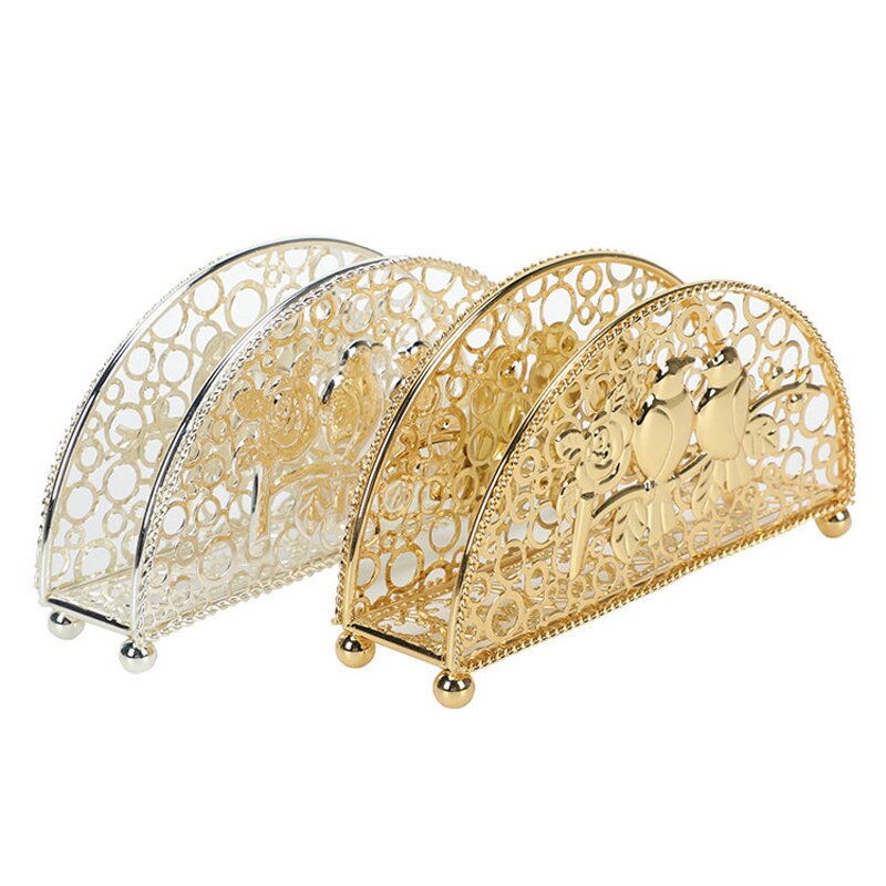 Metal Tissue Holder Stand Factory - OEM Western Retro Gold Napkin for Home Wedding Restaurant