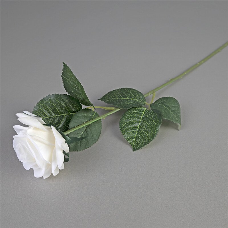 Artificial Silk Rose Manufacturer - OEM Wholesale White Single Long Stem Real Touch