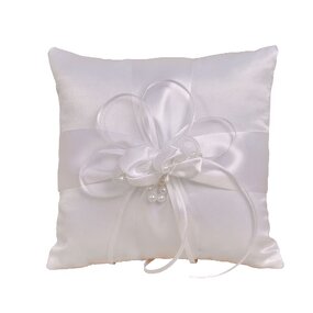 Ring Pillow Factory - OEM New Arrival White Marriage Ribbon Bow Satin Bridal Cushion