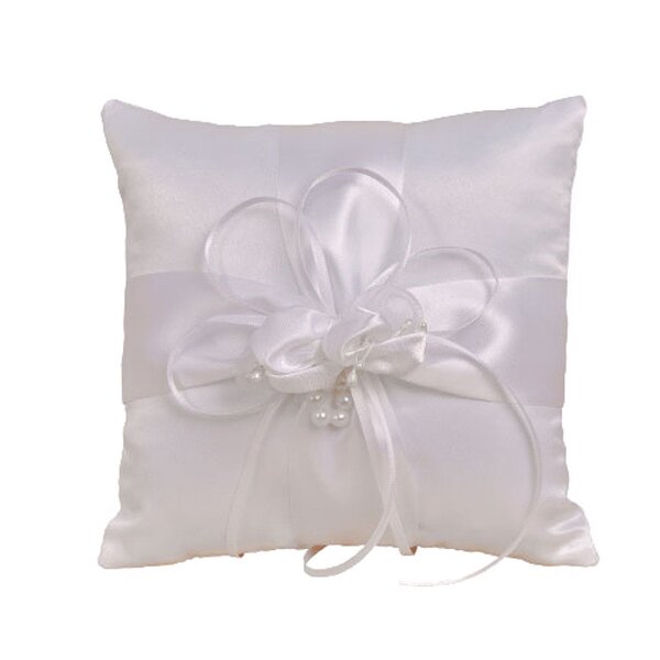 Ring Pillow Factory - OEM New Arrival White Marriage Ribbon Bow Satin Bridal Cushion