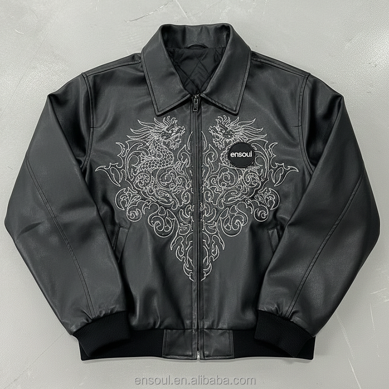 Men's Leather Jacket Manufacturer - Custom Embroidery & Windproof