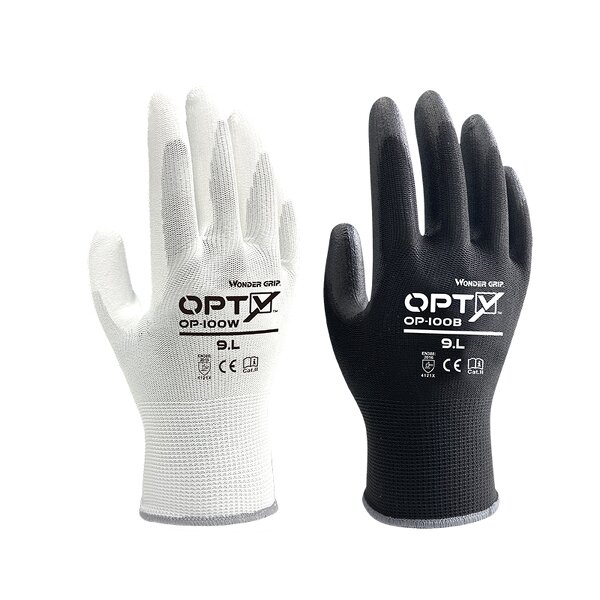 PU Gloves Factory - OEM Comfortable Durable OP-100W General Purpose White Polyester