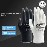 PU Gloves Factory - OEM Comfortable Durable OP-100W General Purpose White Polyester