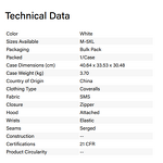Hazmat Coveralls Manufacturer - OEM Disposable Type5/Type6 SMS Material CE Certified