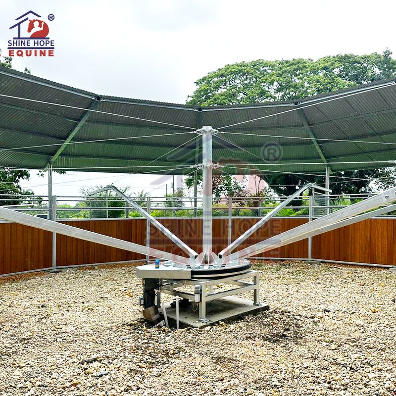 Horse Walker Training Machine Factory - OEM Essential with Charged Pushers Optional Track Roof