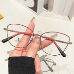 Anti Blue Light Glasses Factory - OEM Custom Retro Pink Red Metal Cat Eye