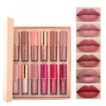 Hot Selling 12 Color Book Lip Gloss Set Matte Pearl Gloss Non Stick Cup Lip Glaze Lipstick Wholesale