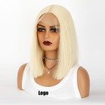 Cheap European and American Wig Female Black Short Straight Hair Center Part bob Carries Short Straight Hair Rose Net