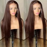 Wholesale  30inches European Female Wig Front Lace Straight Hair Wig Black Medium Length Straight Hair Multi-size Optional