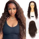 Portable African Front Lace Wig Long Curly Hair Fluffy Big Wave Curly  Female Wig Half Head for Black Women in Stock