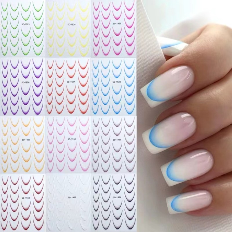 Best-selling Nail Sticker Waterproof Solid Color French Gradient Nail Adhesive Sticker DIY Nail Paste