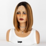 Cheap European and American Wig Female Black Short Straight Hair Center Part bob Carries Short Straight Hair Rose Net