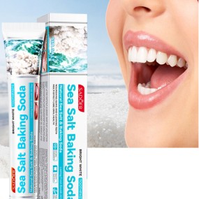 Hot 100g Sea Salt Baking Soda Herb Infused Whitening Toothpaste for Yellow Teeth Tartar Removal and Clean Teeth