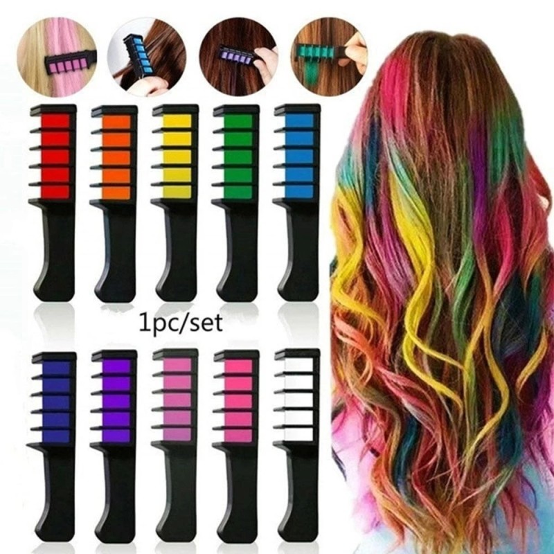 10 Color Disposable Temporary Hair Dyeing Comb Semi-Permanent Cream Form Hair Chalk