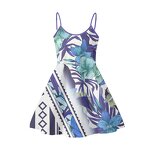 Women's Sleeveless Party Dress Factory - OEM 2022 Summer Polynesian Tribal Hibiscus Print