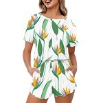 Casual Home Clothes Set Manufacturer - OEM New Arrival Custom Multicolor Bird Flower Prints