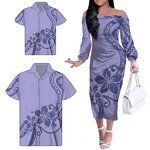 Family Outfits Factory - OEM Purple Polynesian Tribal Floral Custom Bodycon Women