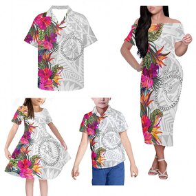 Family Matching Outfits Factory - OEM Mother Daughter Island Dress Polynesian Tribal