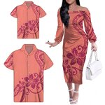 Family Outfits Factory - OEM Purple Polynesian Tribal Floral Custom Bodycon Women