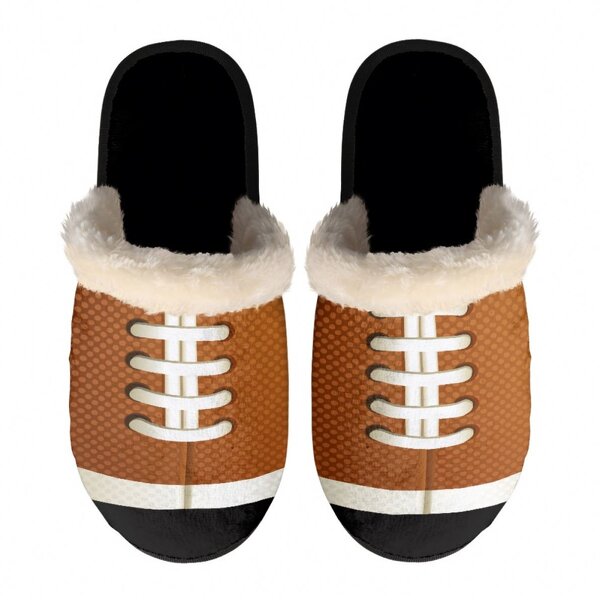 Winter Home Slippers Manufacturer - OEM Wholesale Football Pattern Colorful Warm Fuzzy
