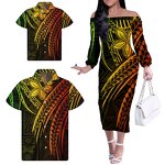 Polynesian Tribal Floral Dress Factory - OEM One Shoulder Custom Luxury Dresses Matching