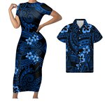 Couples Matching Outfits Manufacturer - OEM Polynesian Tribal Hibiscus Shirts Elegant