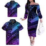 Polynesian Tribal Floral Dress Factory - OEM One Shoulder Custom Luxury Dresses Matching