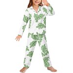Button Long Sleeve Pajama Set Factory - OEM Custom Hawaiian Fashion Black Ulu Palaka