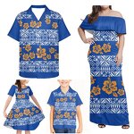 Family Matching Clothes Manufacturer - OEM Polynesian Tribal Blue Yellow Hibiscus Samoan
