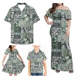 Family Matching Clothes Manufacturer - OEM Polynesian Tribal Blue Yellow Hibiscus Samoan