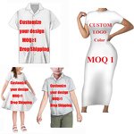 Family Clothing Outfits Factory - OEM Girls' Clothing Sets Polynesian Tribal Blue White