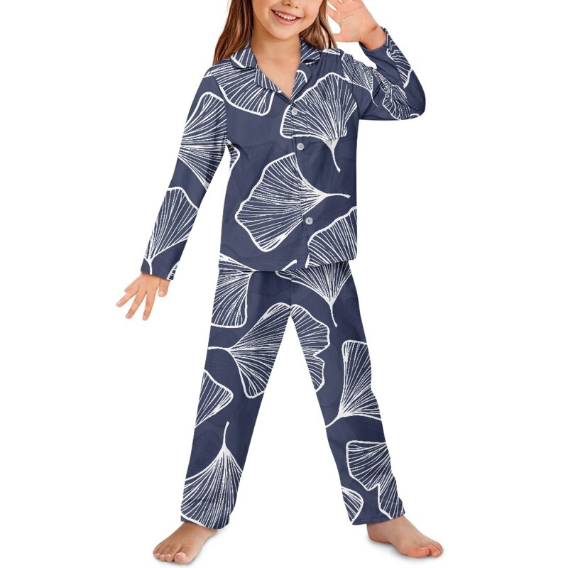 Children's Pajama Set Manufacturer - OEM Trending Custom Colorful Ginkgo Leaf Print