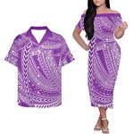 Couples Matching Outfits Manufacturer - OEM Dresses Women Off Shoulder Custom Polynesian