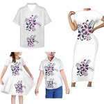 Family Clothing Outfits Factory - OEM Girls' Clothing Sets Polynesian Tribal Blue White