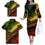 Polynesian Tribal Floral Dress Factory - OEM One Shoulder Custom Luxury Dresses Matching