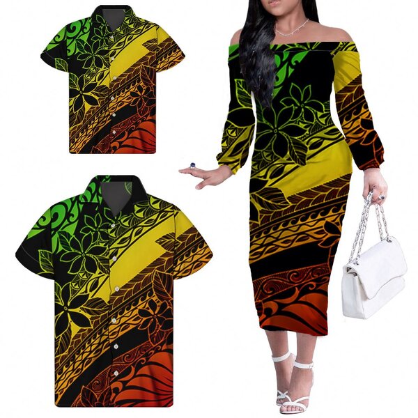 Polynesian Tribal Floral Dress Factory - OEM One Shoulder Custom Luxury Dresses Matching
